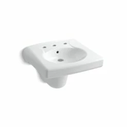 New 🎁 Kohler Brenham Commercial Bathroom Sink With Widespread Faucet Holes And Shroud White (K-1999-8-0) ❤️