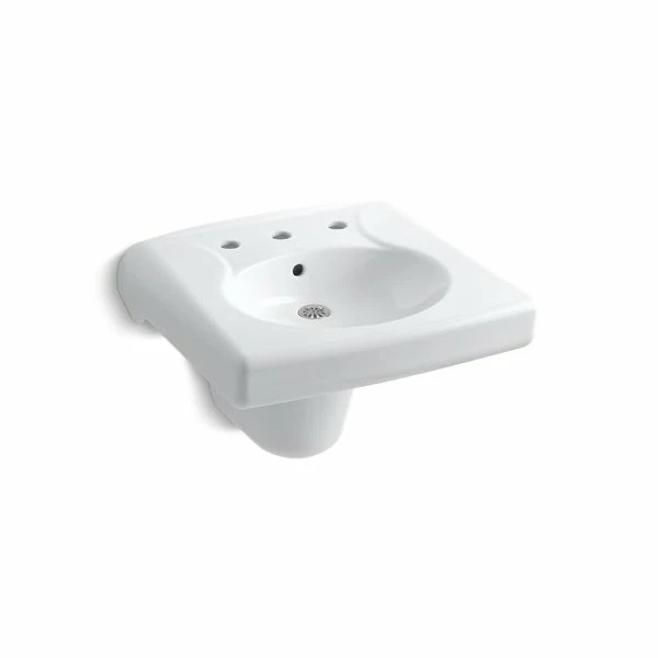 New ๐ Kohler Brenham Commercial Bathroom Sink With Widespread Faucet Holes And Shroud White (K-1999-8-0) โค๏ธ