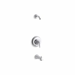 Best Sale 😉 Kohler Bancroft Rite-Temp Bath And Shower Valve Trim With Metal Lever Handle And Slip-Fit Spout Less Showerhead Polished Chrome 👏