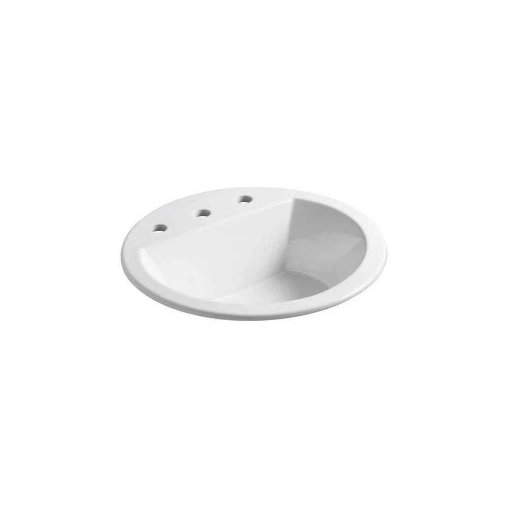 Coupon 👏 Kohler Bryant® Round Round Drop-In Bathroom Sink With 8" Widespread Faucet Holes White (K-2714-8-0) 🎁