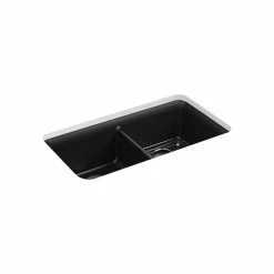 Brand new ✔️ Kohler Cairn® 33-1/2" X 18-5/16" X 10-1/8" Neoroc® Undermount Double-Equal Kitchen Sink With Rack Matte Black (K-8199-CM1) 💯