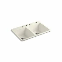Buy 😀 Kohler Deerfield? 33" X 22" X 9-5/8" Top-Mount Double-Equal Kitchen Sink Biscuit (K-5873-4-96) 🎉