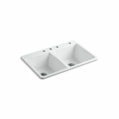 Best reviews of ✨ Kohler Deerfield? 33" X 22" X 9-5/8" Top-Mount Double-Equal Kitchen Sink White ✨