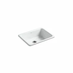 Discount 🔔 Kohler Iron/Tones® 24-1/4" X 18-3/4" X 8-1/4" Top-Mount/Undermount Single-Bowl Kitchen Sink White (K-6585-0) ⌛