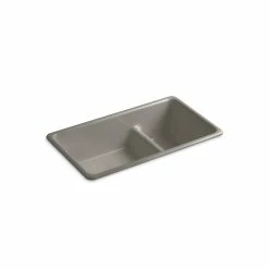 Best Pirce 🥰 Kohler Iron/Tones® 33" X 18-3/4" X 9-5/8" Smart Divide® Top-Mount/Undermount Large/Medium Kitchen Sink Cashmere (K-6625-K4) ⌛
