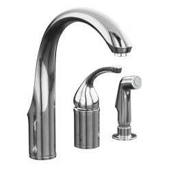 Discount 🤩 Kohler Polished Chrome Forte Single-Control Remote Valve Kitchen Sink Faucet With Sidespray And Lever Handle ⌛