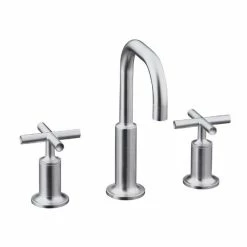 Buy 👏 Kohler Polished Chrome Purist Widespread Lavatory Faucet With Low Gooseneck Spout And Low Cross Handles 🧨