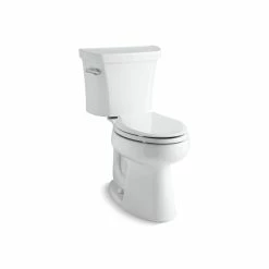 Outlet 🎉 Kohler Highline Comfort Height Two-Piece Elongated 1.6 GPF Toilet With Class Five Flush Technology, Less Seat White ✔️