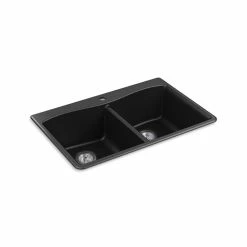 Flash Sale 😀 Kohler Kennon? 33" X 22" X 9-5/8" Neoroc? Top-Mount/Undermount Double-Equal Kitchen Sink Matte Black (K-8185-1-CM1) 🎉
