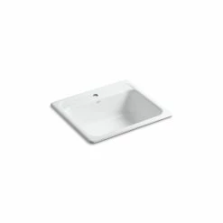 New ⌛ Kohler Mayfield? 25" X 22" X 8-3/4" Top-Mount Single-Bowl Kitchen Sink With Single Faucet Hole White 🔔