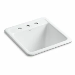 Hot Sale 🎉 Kohler Park Falls 21" X 22" X13-3/4" Top-Mount/Undermount Utility Sink With 3 Faucet Holes White 👏