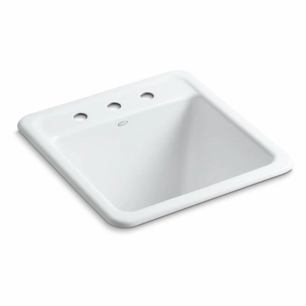 Hot Sale ๐ Kohler Park Falls 21" X 22" X13-3/4" Top-Mount/Undermount Utility Sink With 3 Faucet Holes White ๐