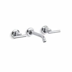 Hot Sale 🔥 Kohler Purist Widespread Wall-Mount Bathroom Sink Faucet Trim With Lever Handles And 6-1/4" Spout Requires Valve Polished Chrome 💯