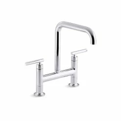 Best reviews of ⭐ Kohler Purist® Two-Hole Deck-Mount Bridge Kitchen Sink Faucet With 8-3/8" Spout (K-7547-4-CP) 🥰