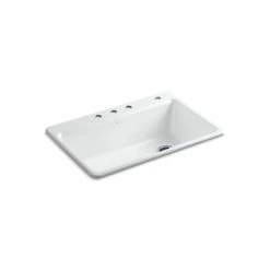 New ✨ Kohler Riverby 33" X 22" X 9-5/8" Top-Mount Single Bowl Kitchen Sink W/ Accessories White ❤️