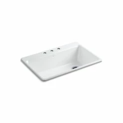 Outlet 🎁 Kohler Riverby® 33" X 22" X 9-5/8" Top-Mount Single-Bowlkitchen Sink With Accessories White (K-5871-3A2-0) 🥰