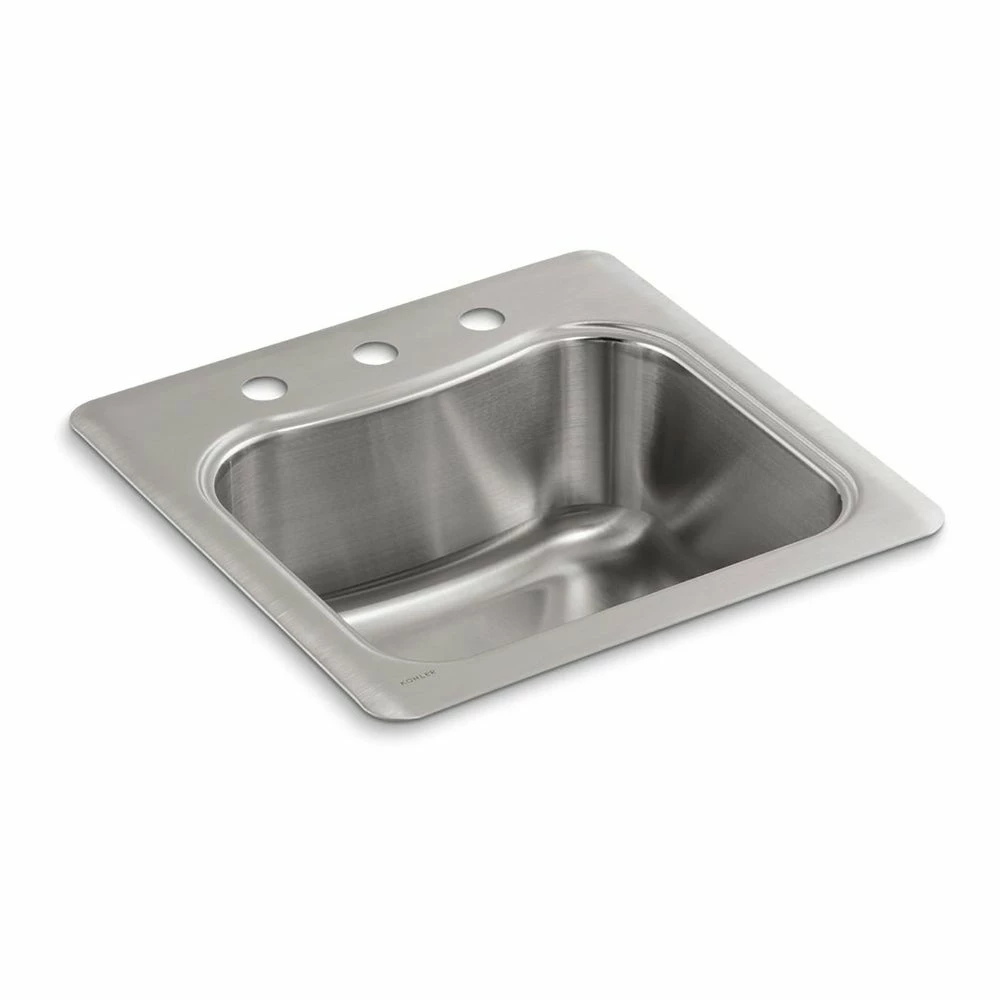 Best Sale π Kohler Staccato 20" X 20" X 8-5/16"Top-Mount Single-Bowl Bar Sink With 3 Faucet Holes (K-3363-3-NA) π