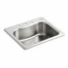 New 😍 Kohler Staccato 25" X 22" X 8-5/16" Top-Mount Single-Bowl Kitchen Sink With 4 Faucet Holes ⭐