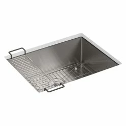 Cheap 🛒 Kohler Strive® 24" X 18-1/4" X 9-5/16" Undermount Single-Bowl Kitchen Sink With Rack (K-5286-NA) 🌟