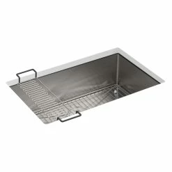 Cheapest 🔔 Kohler Strive® 29" X 18-5/16" X 9-5/16" Undermount Single-Bowl Medium Kitchen Sink With Rack (K-5409-NA) 🧨