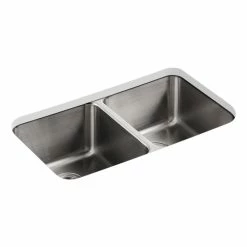 New 😍 Kohler Undertone 31-1/2" X 18" X 9-3/4" Undermount Double-Equal Bowl Kitchen Sink 🛒
