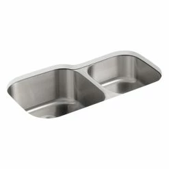 Best Pirce 👏 Kohler Undertone 35-1/8" X 20-1/8" X 9-3/4" Undermount Double-Bowl Extra Large/Medium Kitchen Sink 😉