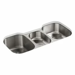 Promo ⭐ Kohler Undertone 41-5/8" X 20-1/8" X 9-1/2" Undermount Triple-Bowl Kitchen Sink 😍