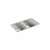 Best Pirce 🤩 Kohler Vault 33" X 22" X 9-5/16" Top-Mount/Undermount Double-Equal Bowl Kitchen Sink With 3 Faucet Holes (K-3820-3-NA) 🧨