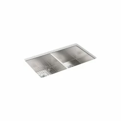 Best Pirce 🤩 Kohler Vault 33" X 22" X 9-5/16" Top-Mount/Undermount Double-Equal Bowl Kitchen Sink With 3 Faucet Holes (K-3820-3-NA) 🧨