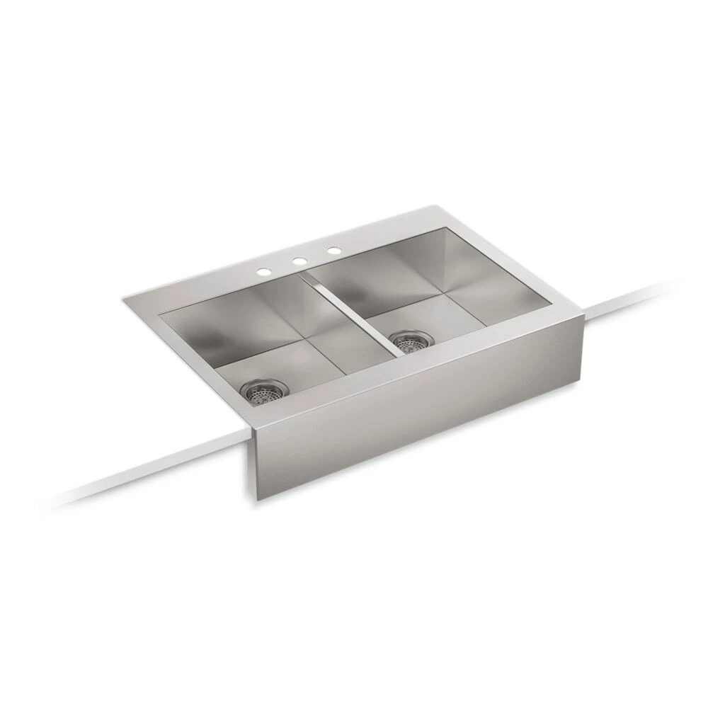 Cheapest ๐ Kohler Vault 35-3/4" X 24-5/16" X 9-5/16" Self-Trimming(R) Double-Equal Apron-Front Kitchen Sink For 36" Cabinet โ