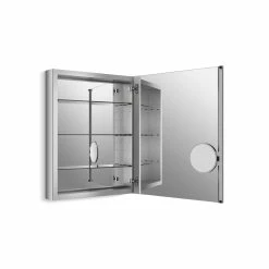 Promo ✔️ Kohler Verdera 24" W X 30" H Aluminum Medicine Cabinet With Adjustable Magnifying Mirror And Slow-Close Door ✔️