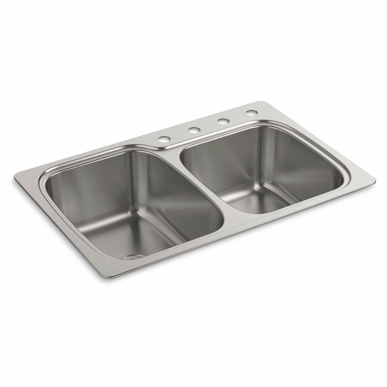 Buy ๐ Kohler Verse? 33" X 22" X 9-1/4" Top-Mount/Undermount Double-Bowl Large/Medium Kitchen Sink With 4 Faucet Holes (K-75791-4-NA) ๐