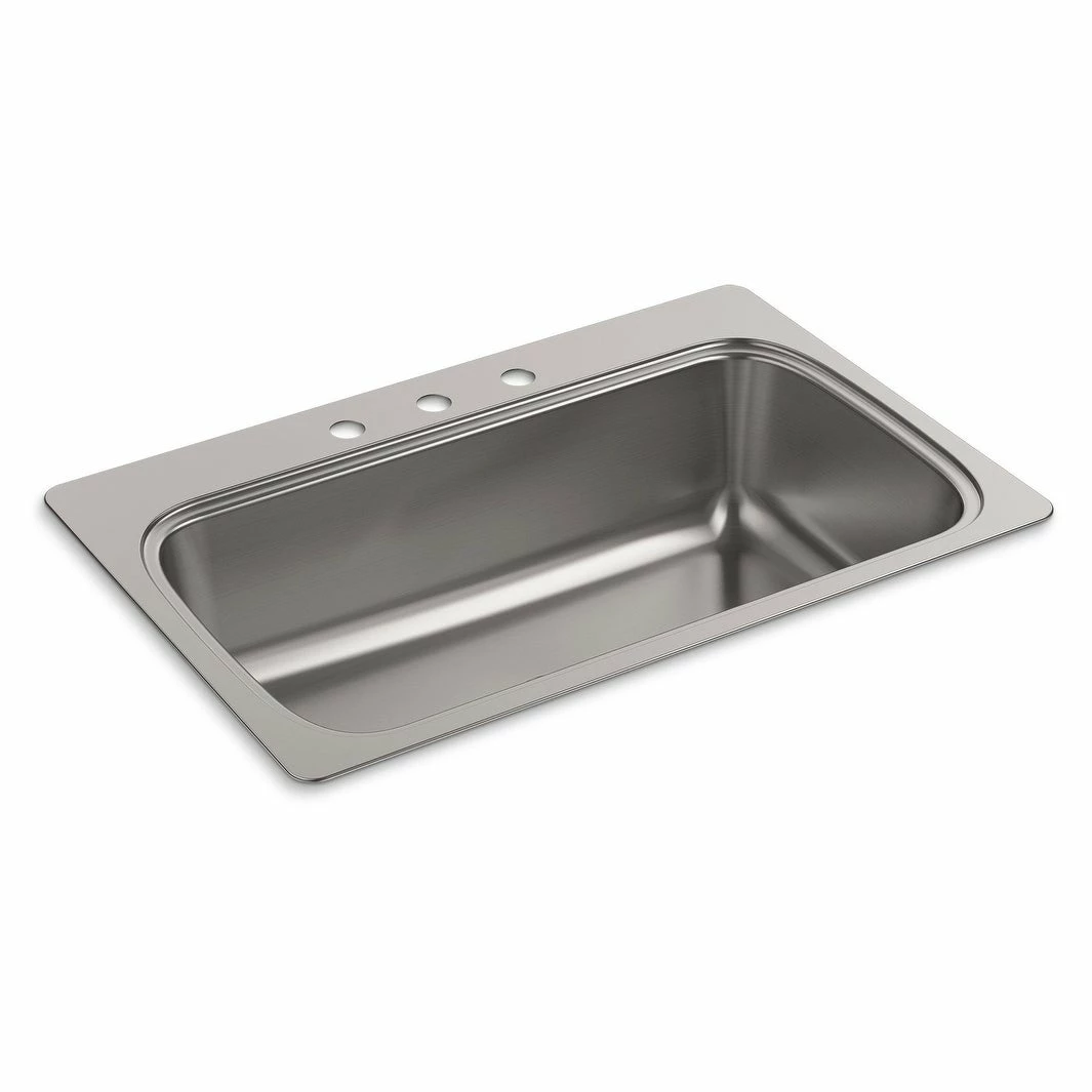 Discount 🥰 Kohler Verse™ 33" X 22" X 9-5/16" Top-Mount Single-Bowl Kitchen Sink With 3 Faucet Holes (K-20060-3-NA) ✔️