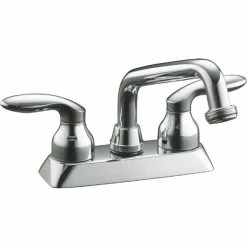 Cheapest 🌟 Kohler Coralais Utility Sink Faucet With Threaded Spout & Lever Handles Polished Chrome (K-15271-4-CP) 🔔