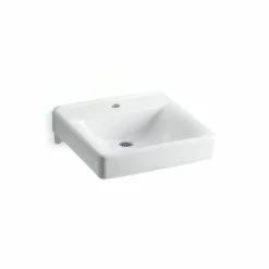 Discount ❤️ Kohler Soho® 20" X 18" Wall-Mount/Concealed Arm Carrier Bathroom Sink With Single Faucet Hole White (K-2084-N-0) 😀