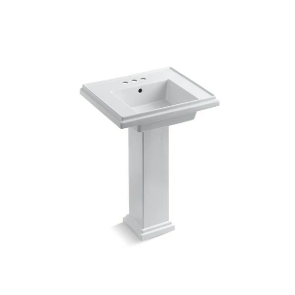 Best Sale 👍 Kohler Tresham® 24" Pedestal Bathroom Sink With 4" Centerset Faucet Holes Cashmere (K-2844-4-K4) White ❤️