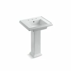Best Pirce 🛒 Kohler Tresham® 24" Pedestal Bathroom Sink With 8" Widespread Faucet Holes White (K-2844-8-0) 🤩