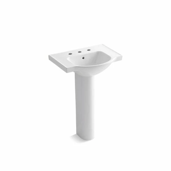 Cheap ๐ Kohler Veer? 24" Pedestal Bathroom Sink With 8" Widespread Faucet Holes White (K-5266-8-0) โญ