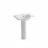Promo 🔔 Kohler Veer? 24" Pedestal Bathroom Sink With Single Faucet Hole White (K-5266-1-0) 💯