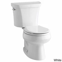 Outlet 👏 Kohler K-3987 Wellworth Two-Piece Round-Front Dual-Flush Toilet With Class Five Flush Technology And Left-Hand Lever, Less Seat Biscuit ✔️